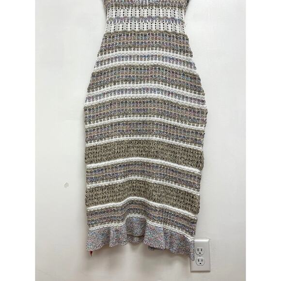 NWT Ramy Brook Cara Sequin Halter Neck Crochet Knit Bodycon Midi Dress - Large - Picture 13 of 16